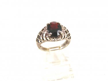 Sterling Silver & Red Ring Size 7 1/4 04152014