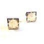 Vintage Silver Tone & White Cufflinks Signed Swank
