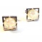 Vintage Silver Tone & White Cufflinks Signed Swank