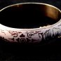 Vintage Siam Sterling White Silver Niello City In Boat Bangle Bracelet