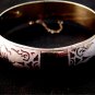 Vintage Siam Sterling White Silver Niello City In Boat Bangle Bracelet