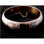 Vintage Siam Sterling White Silver Niello City In Boat Bangle Bracelet