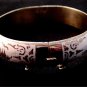 Vintage Siam Sterling White Silver Niello City In Boat Bangle Bracelet