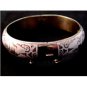 Vintage Siam Sterling White Silver Niello City In Boat Bangle Bracelet