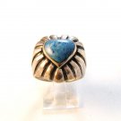 Vintage Southwest Sterling Blue Onyx Heart Ring Sz 7 1/4