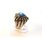 Vintage Southwest Sterling Blue Onyx Heart Ring Sz 7 1/4