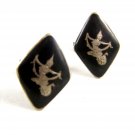 Vintage Sterling Silver Siam Lady Dancer Cufflinks Signed S in Diamond