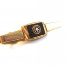 Vintage 1930's - 50's Gold Tone & Red Rotary International Tie Clasp By Anson