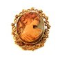 Vintage Hidden Heart Gold Tone Cameo of a Lady Brooch