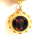 Vintage Chocolate Slag Cameo of a Lady & Gold Tone Necklace / Choker