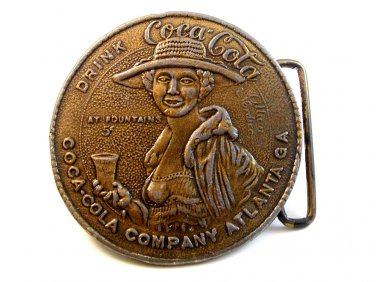 Vintage Drink Coca Cola Lady in Hat Belt Buckle