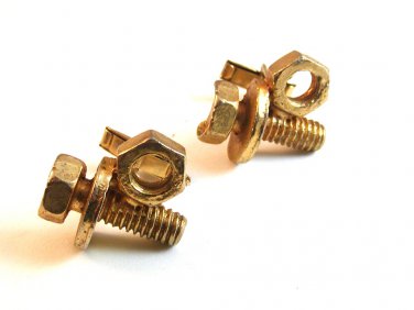Vintage Gold Tone Nut & Bolt Cufflinks