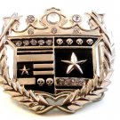 Vintage Gothic Silver Tone & Black & Rhinestones Belt Buckle