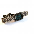 Vintage Southwest Silver Tone  & Green Tie Clasp