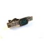 Vintage Southwest Silver Tone  & Green Tie Clasp