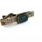 Vintage Southwest Silver Tone & Green Tie Clasp