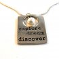 Alexa's Angels Silver Tone Explore Dream Discover Pearl Pendant / 18" Necklace