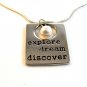 Alexa's Angels Silver Tone Explore Dream Discover Pearl Pendant / 18" Necklace