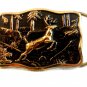 Vintage Solid Brass Deer Stag Belt Buckle Made In U.S.A.