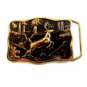 Vintage Solid Brass Deer Stag Belt Buckle Made In U.S.A.
