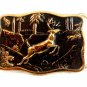 Vintage Solid Brass Deer Stag Belt Buckle Made In U.S.A.