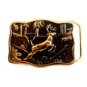 Vintage Solid Brass Deer Stag Belt Buckle Made In U.S.A.