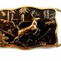 Vintage Solid Brass Deer Stag Belt Buckle Made In U.S.A.
