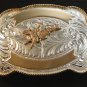 Silver & Gold 2 Tone Western Cowboy Rodeo Bull Riding Belt Buckle by Justin