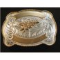 Silver & Gold 2 Tone Western Cowboy Rodeo Bull Riding Belt Buckle by Justin