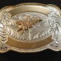 Silver & Gold 2 Tone Western Cowboy Rodeo Bull Riding Belt Buckle by Justin