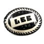 Western Cowboy Black & White LEE Leather Belt Buckle 7214