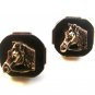 Vintage Silver Tone & Black Horse Head Cufflinks