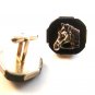 Vintage Silver Tone & Black Horse Head Cufflinks