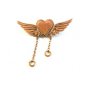 Vintage Gold Tone Heart & Wings Brooch