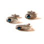 Unsigned Vintage Silver Tone & Blue Rhinestone ? Cufflinks & Tie Clasp