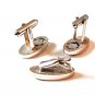 Unsigned Vintage Silver Tone & Blue Rhinestone ? Cufflinks & Tie Clasp