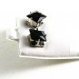 Stainless Steel & Silvertone & Black Pierced Fashion Earrings 11052013cd