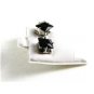 Stainless Steel & Silvertone & Black Pierced Fashion Earrings 11052013cd