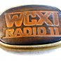 Vintage 1980's WCXI Radio 11 Brass & Leather Belt Buckle Fenton Michigan