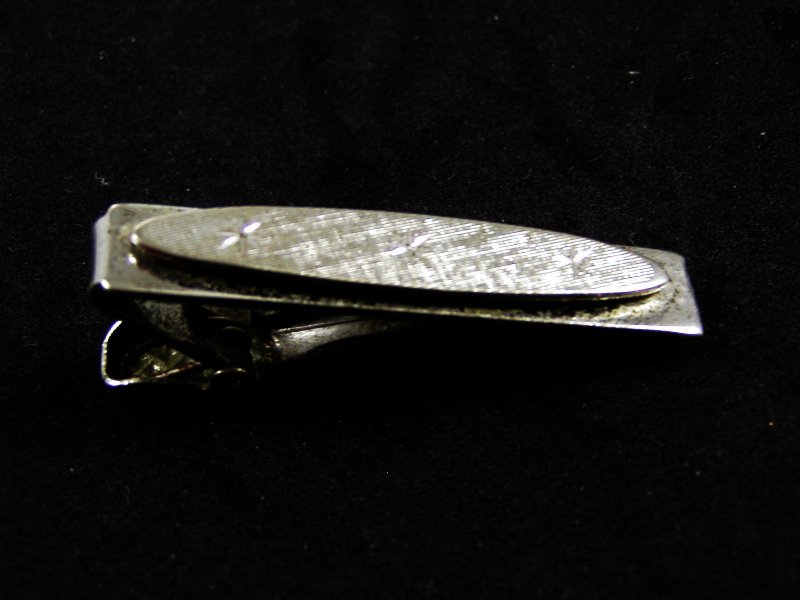Vintage La Mode Gold Filled Tie Pin: Bezel Set Black Stone