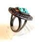 Signed E. Nelson Navajo Native American Silver & Turquoise Ring Size 10