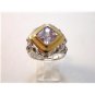 Vintage Sterling Silver Amythest 2 Tone Ring Sz 8