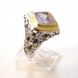 Vintage Sterling Silver Amythest 2 Tone Ring Sz 8