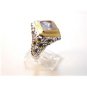 Vintage Sterling Silver Amythest 2 Tone Ring Sz 8