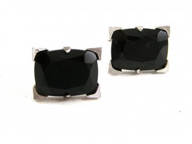 Dressy Silvertone & Black Cufflinks Marked With An S