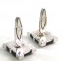 Dressy Silvertone & Black Cufflinks Marked With An S