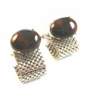 Vintage Silver Tone & Brown & Black Wrap Around Cufflinks