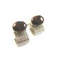 Vintage Silver Tone & Brown & Black Wrap Around Cufflinks