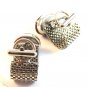 Vintage Silver Tone & Brown & Black Wrap Around Cufflinks