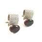 Vintage Silver Tone & Brown & Black Wrap Around Cufflinks